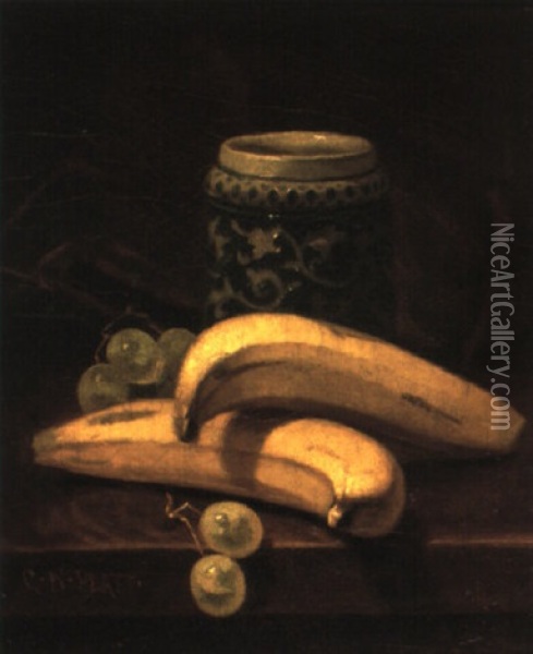 Still Life With Bananas, Grapes And Mug Oil Painting - George W. Platt