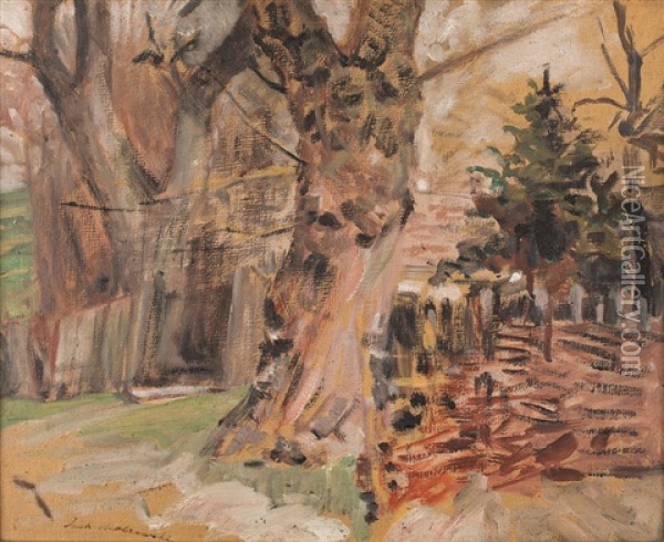 Droga Wsrod Drzew Oil Painting - Jacek Malczewski