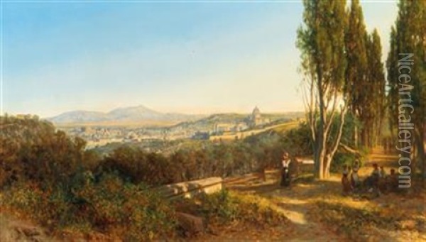 View Of Rome From Villa Madama Oil Painting - Andras Marko