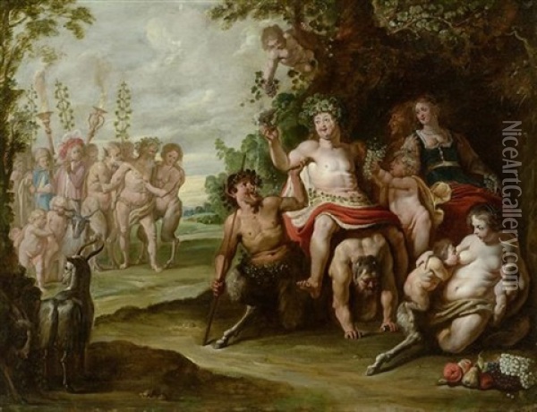 Bacchus Und Gefolge Oil Painting - Abraham Willemsens