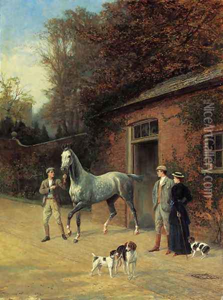 Admiring the new acquisition Oil Painting - Heywood Hardy