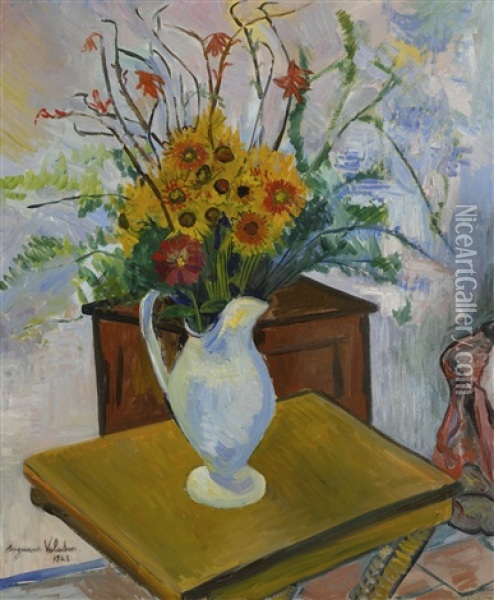 Les Marguerites Jaunes Oil Painting - Suzanne Valadon
