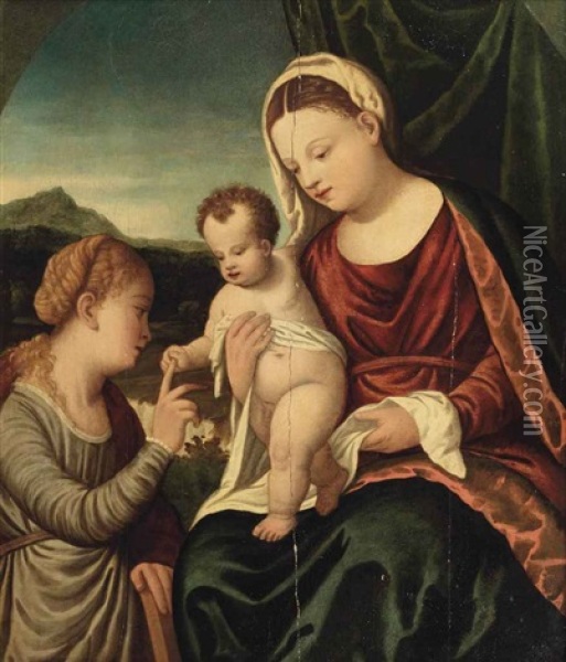 The Mystic Marriage Of Saint Catherine Oil Painting - Jacopo Palma il Vecchio