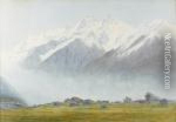 Hochgebirgslandschaft. Oil Painting - Alfred Walter Williams