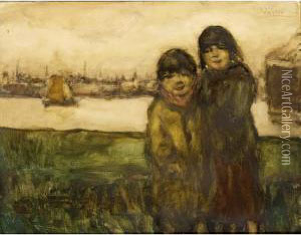 Brother And Sister Oil Painting - Eugeen Van Mieghem