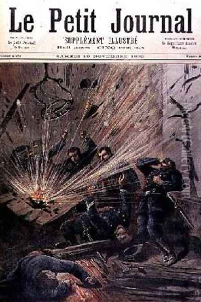 Anarchic Attack on a Police Station in Paris from Le Petit Journal 19 November 1892 Oil Painting - Henri Meyer
