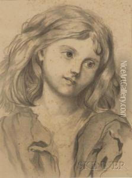 Portrait Of A Young Girl. Oil Painting - Dante Gabriel Rossetti