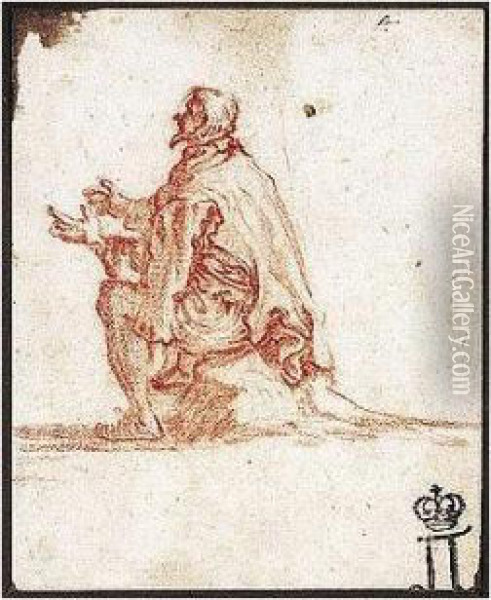 Man Seated On A Rock Oil Painting - Jacques Callot