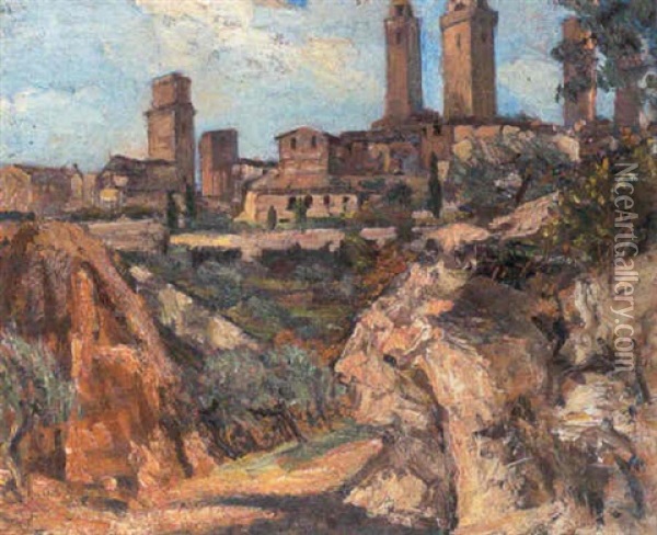 Italian Hill Town Oil Painting - Alexander Jamieson