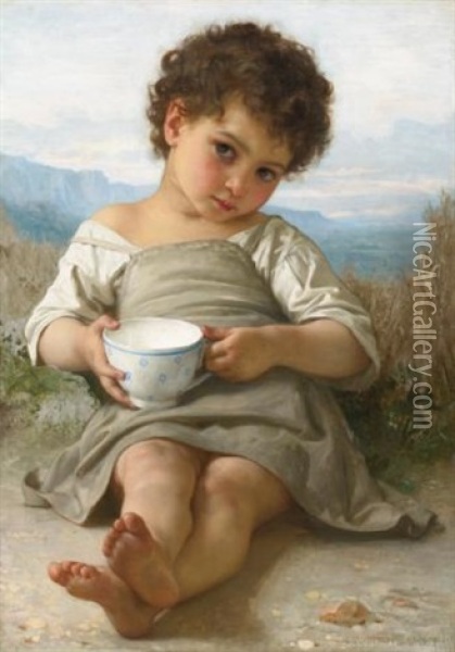 La Tasse De Lait Oil Painting - William-Adolphe Bouguereau