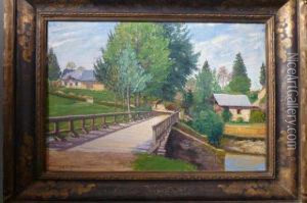 Maisons Pres Du Pont Oil Painting - Joseph Quantin