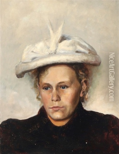 Portrait Of Woman With An Elegant Hat Oil Painting - Peter Vilhelm Ilsted