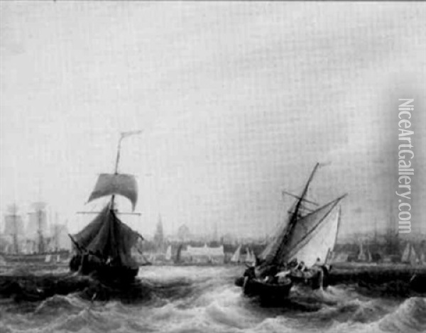 Sailing Vessels Oil Painting - Frederick Calvert