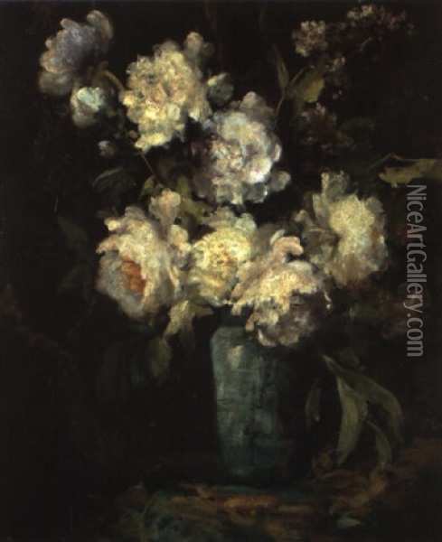 Bouquet De Pivoines Blanches Oil Painting - Eugene Baudin