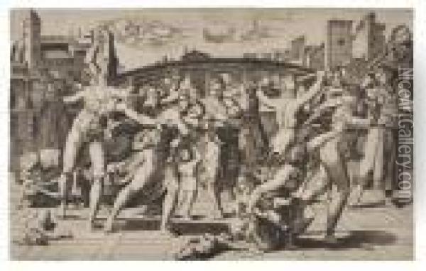 Massacre Of The Innocents Oil Painting - Marcantonio Raimondi