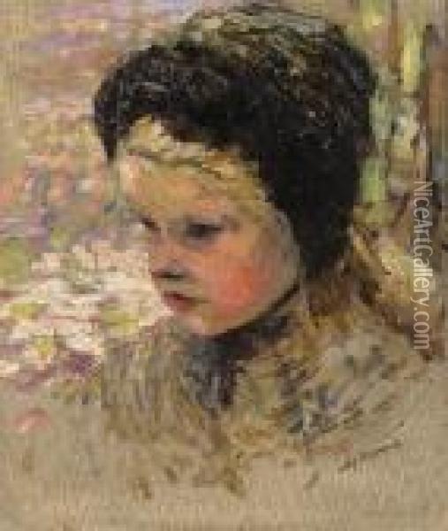 A Portrait Of A Girl With A Bonnet Oil Painting - Joseph Morris Raphael