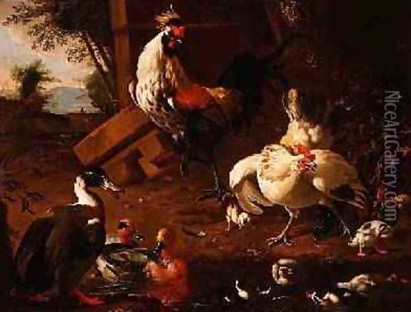 Farmyard Fowl Oil Painting - Adriaen van Oolen