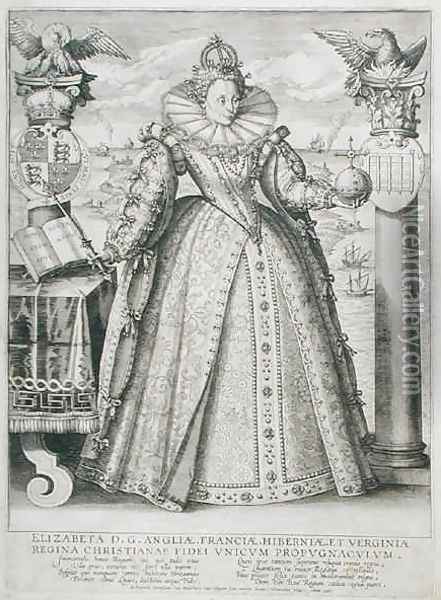 Portrait of Queen Elizabeth 1533-1603 1596 Oil Painting - Crispijn van de Passe