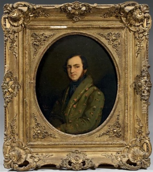 Portrait D'un Homme En Veste D'interieur Oil Painting - Antoine Placide Gibert
