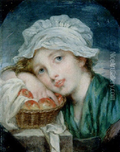 Jeune Fille Au Panier De Pommes Oil Painting - Marie-Genevieve Bouliard