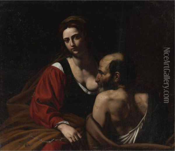 Roman Charity Oil Painting - Michelangelo Merisi Da Caravaggio