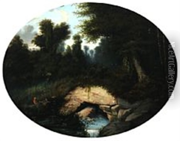 Woodscape By Fountainebleau Oil Painting - Jules Charles Aviat
