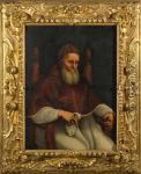 Portrait Of Pope Julius Ii Oil Painting - Raphael (Raffaello Sanzio of Urbino)