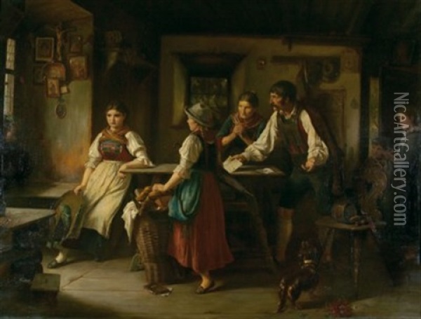 Der Brief Oil Painting - Rudolf Eduard Hauser
