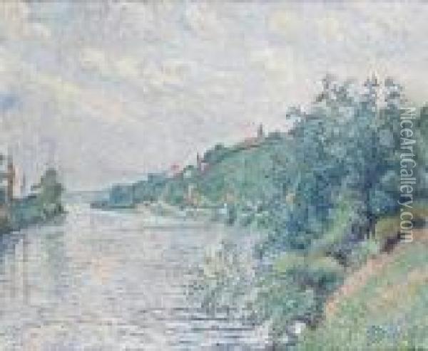 La Seine A Herblay Oil Painting - Lucien Pissarro