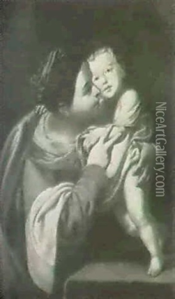 Madonna And Child Oil Painting - Francesco de Rosa