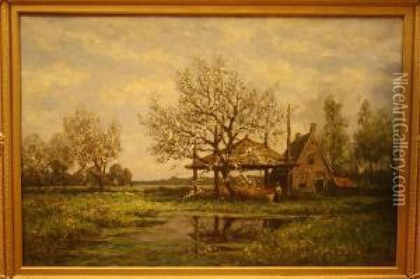 Voorjaar Oil Painting - Egbert Rubertus Derk Schaap