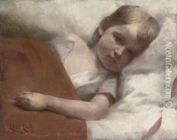 Almost Asleep Oil Painting - Edmund Edel