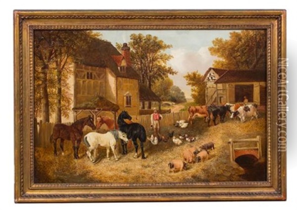Untitled (the Stables) Oil Painting - John Frederick Herring the Younger