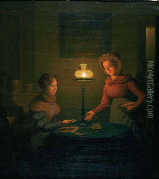 De Liefdesbrief Oil Painting - Adriaan Meulemans