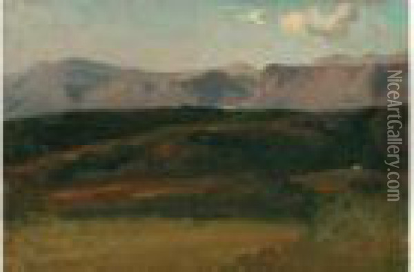 Paysage D'auvergne, Vers Le Mont Dore Oil Painting - Paul Huet