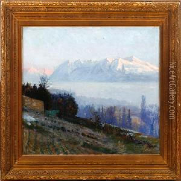 View Over Lakegeneva Oil Painting - Gottfrid Kallstenius