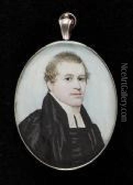 A Vicar, Wearing Black Robes And White Bands Oil Painting - Frederick Buck