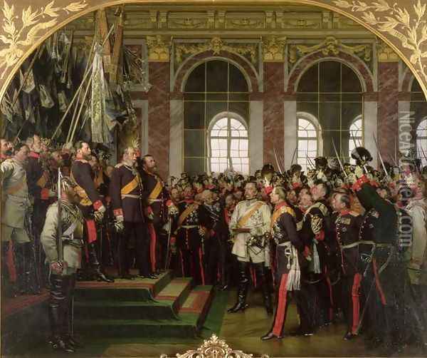 The Proclamation of Wilhelm as Kaiser of the new German Reich, in the Hall of Mirrors at Versailles on 18th January 1871, painted 1885 2 Oil Painting - Anton Alexander von Werner