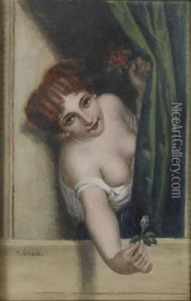 Femme A La Fleur Oil Painting - Toni Aron