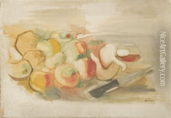Nature Morte Aux Fruits Et Au Couteau Oil Painting - Alexandre Fasini