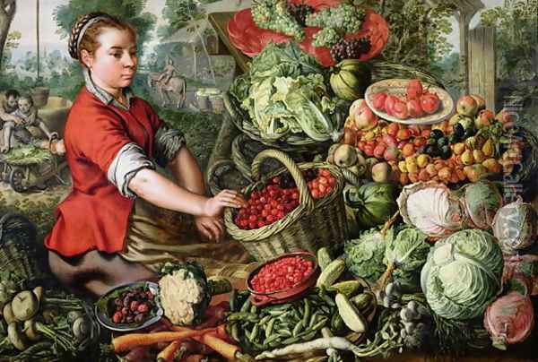 The Vegetable Seller Oil Painting - Joachim Beuckelaer