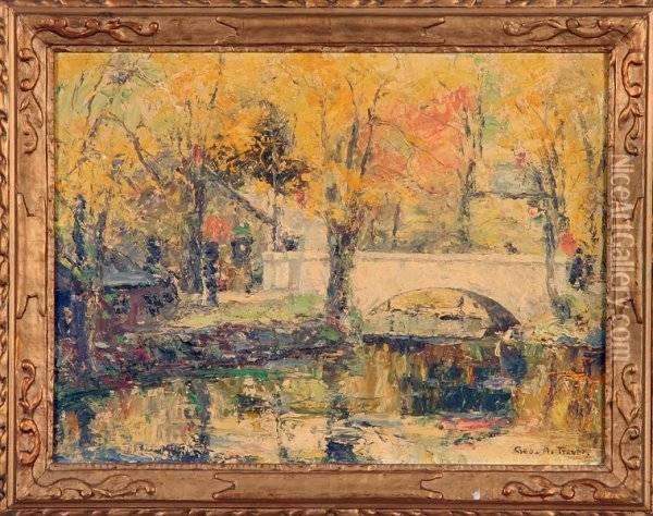 The Bridge Oil Painting - George A. Traver