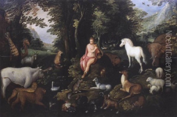 Apollon Jouant De La Lyre Au Milieu Des Animaux Oil Painting - Frederik Boutats the Elder