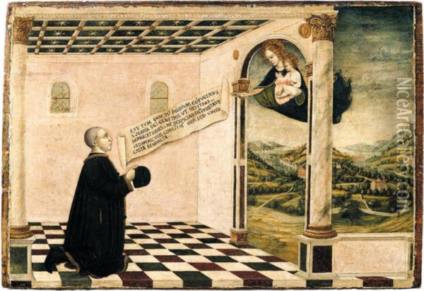 The Apparition Of The Virgin Oil Painting - Ambrogio Stefano Di Borgognone
