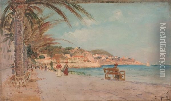 Nice - La Promenade Des Anglais Oil Painting - Francois Nardi