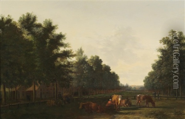The Haarlemmerhout With The Grote Houtpoort In Haarlem Oil Painting - Gerrit Adriaensz Berckheyde