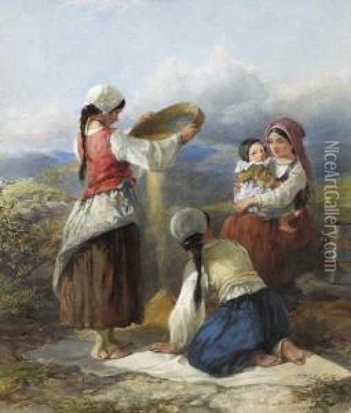 Winnowing Oil Painting - Francis William Topham