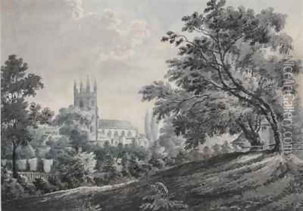 Croydon Church from Duppas Hill Terrace Oil Painting - James Bourne