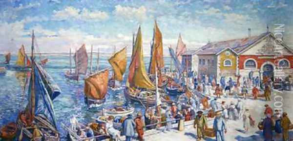 The Croisic The Fishmarket Oil Painting - Marcel L'Enfant