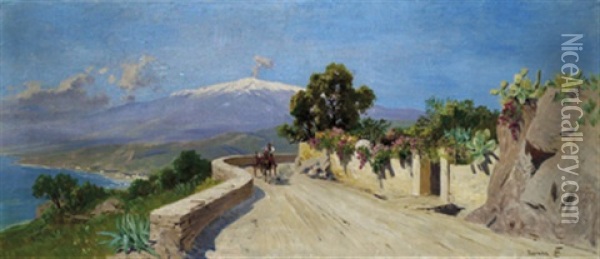 Taormina Oil Painting - Ludwig Hans Fischer